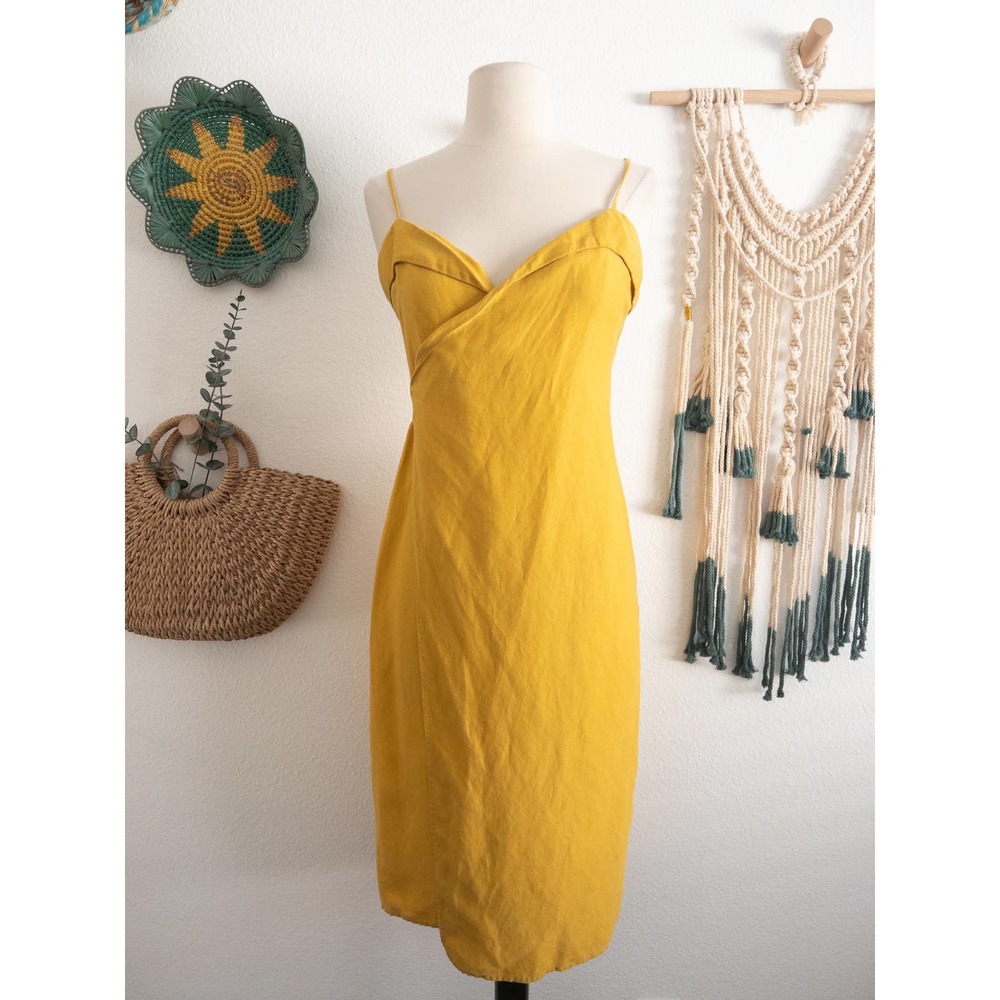 Reformation Sunflower Linen Blend Wrap Dress